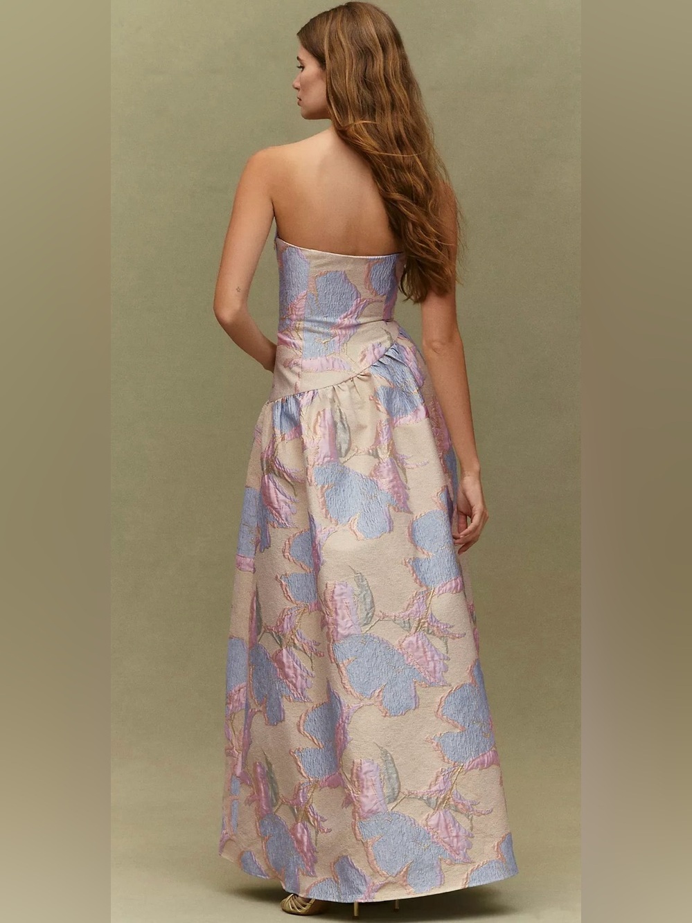 Elliatt Marlene asymmetrical strapless Floral Jacquard Gown nwt - Picture 2 of 4